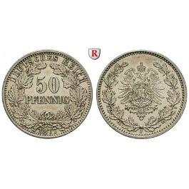 Deutsches Kaiserreich, 50 Pfennig 1877, J, vz/vz-st, J. 8