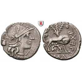 Römische Republik, Sext. Pompeius Fostlus, Denar 137 v.Chr., ss