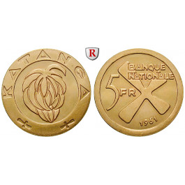 Katanga, 5 Francs 1961, 12,0 g fein, vz