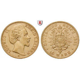 Deutsches Kaiserreich, Bayern, Ludwig II., 10 Mark 1874, D, ss, J. 196