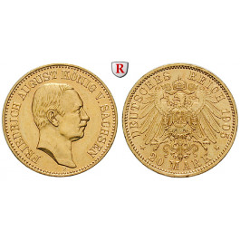 Deutsches Kaiserreich, Sachsen, Friedrich August III., 20 Mark 1905, E, ss-vz/vz, J. 268