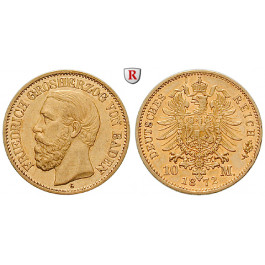 Deutsches Kaiserreich, Baden, Friedrich I., 10 Mark 1872, G, ss-vz/vz, J. 183