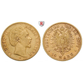 Deutsches Kaiserreich, Bayern, Ludwig II., 10 Mark 1877, D, ss, J. 196