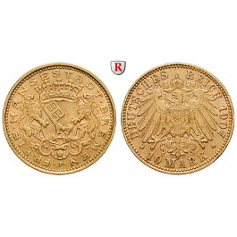 Deutsches Kaiserreich, Bremen, 10 Mark 1907, J, vz+, J. 204