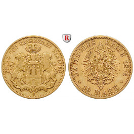 Deutsches Kaiserreich, Hamburg, 10 Mark 1875, J, ss, J. 209