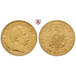 Deutsches Kaiserreich, Hessen, Ludwig III., 20 Mark 1874, H, ss+, J. 217