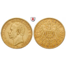 Deutsches Kaiserreich, Sachsen-Weimar-Eisenach, Carl Alexander, 20 Mark 1896, A, ss+/f.vz, J. 282