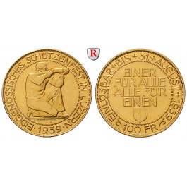 Schweiz, Luzern, 100 Franken 1939, 15,75 g fein, vz-st
