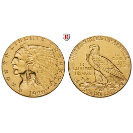 USA, 2 1/2 Dollars 1929, 3,76 g fein, ss-vz