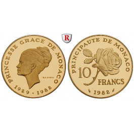 Monaco, Rainier III., 10 Francs 1982, 35,86 g fein, PP