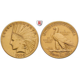 USA, 10 Dollars 1914, 15,05 g fein, ss+