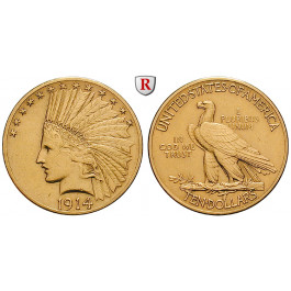 USA, 10 Dollars 1914, 15,05 g fein, ss+