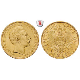Deutsches Kaiserreich, Preussen, Wilhelm II., 20 Mark 1901, A, vz, J. 252