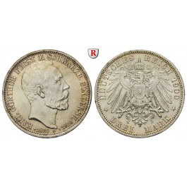 Deutsches Kaiserreich, Schwarzburg-Sondershausen, Karl Günther, 3 Mark 1909, auf den Tod, A, vz-st, J. 170