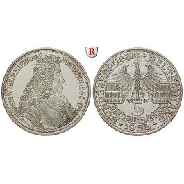 Bundesrepublik Deutschland, 5 DM 1955, Markgraf von Baden, G, vz, J. 390