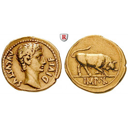 Römische Kaiserzeit, Augustus, Aureus 15-13 v.Chr., ss+