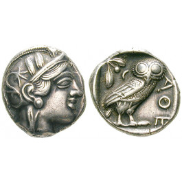 Attika, Athen, Tetradrachme 2. Hälfte 5.Jh. v.Chr., ss+