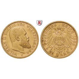 Deutsches Kaiserreich, Württemberg, Wilhelm II., 20 Mark 1894, F, ss+, J. 296