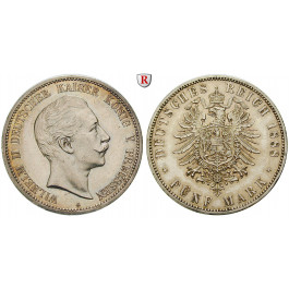 Deutsches Kaiserreich, Preussen, Wilhelm II., 5 Mark 1888, A, vz+, J. 101