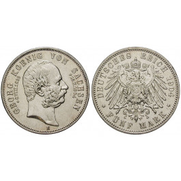 Deutsches Kaiserreich, Sachsen, Georg, 5 Mark 1904, auf den Tod, E, ss-vz/vz, J. 133
