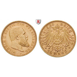 Deutsches Kaiserreich, Württemberg, Wilhelm II., 10 Mark 1900, F, vz/vz+, J. 295