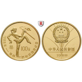 China, Volksrepublik, 100 Yuan 1988, 10,37 g fein, PP