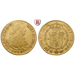 Spanien, Carlos IV., 2 Escudos 1790, 5,91 g fein, ss+