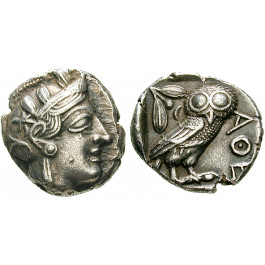 Attika, Athen, Tetradrachme 2. Hälfte 5. Jh. v.Chr., ss+