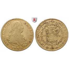 Spanien, Carlos IV., 2 Escudos 1800, 5,91 g fein, ss