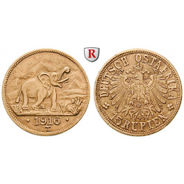 Nebengebiete, Deutsch-Ostafrika, 15 Rupien 1916, Tabora, 5,33 g fein, f.vz, J. 728a