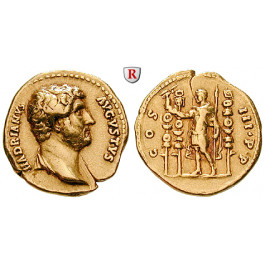 Römische Kaiserzeit, Hadrianus, Aureus 119-125, ss-vz/ss+