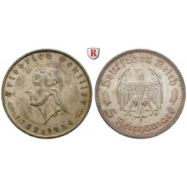 Drittes Reich, 5 Reichsmark 1934, Schiller, F, vz/vz-st, J. 359