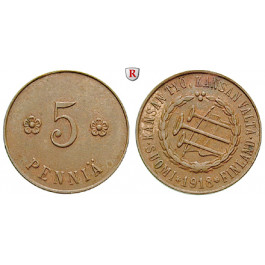 Finnland, Volkskommissariat, 5 Penniä 1918, st