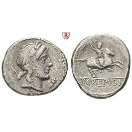 Römische Republik, P. Crepusius, Denar 82 v.Chr., ss+