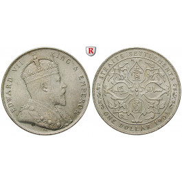 Straits Settlements, Edward VII., Dollar 1908, vz/vz-st