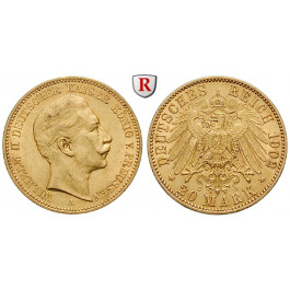 Deutsches Kaiserreich, Preussen, Wilhelm II., 20 Mark 1902, A, vz/vz-st, J. 252