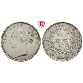 Indien, Britisch-Indien, Victoria, 1/2 Rupee 1840, ss+