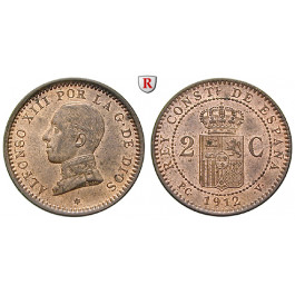 Spanien, Alfonso XIII., 2 Centimos 1899, f.st