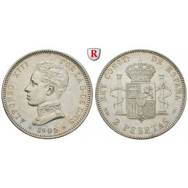 Spanien, Alfonso XIII., 2 Pesetas 1905, f.vz