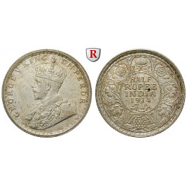 Indien, Britisch-Indien, George V., 1/2 Rupee 1914, vz+