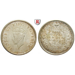 Indien, Britisch-Indien, George VI., 1/2 Rupee 1938, vz/vz-st