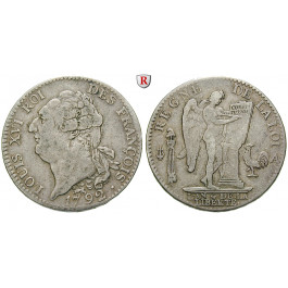 Frankreich, Louis XVI., Ecu de 6 livres 1792, ss