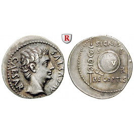 Römische Kaiserzeit, Augustus, Denar um 19 v.Chr., ss-vz