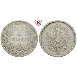 Deutsches Kaiserreich, 1 Mark 1873, A, 5,0 g fein, ss+, J. 9