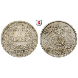 Deutsches Kaiserreich, 1 Mark 1912, F, 5,0 g fein, ss-vz, J. 17