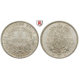Deutsches Kaiserreich, 1 Mark 1873, D, 5,0 g fein, f.st/vz+, J. 9