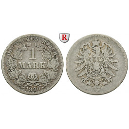 Deutsches Kaiserreich, 1 Mark 1880, G, 5,0 g fein, s+, J. 9
