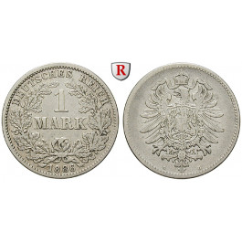Deutsches Kaiserreich, 1 Mark 1886, G, 5,0 g fein, f.ss, J. 9