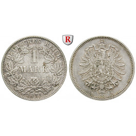 Deutsches Kaiserreich, 1 Mark 1876, H, 5,0 g fein, ss-vz, J. 9