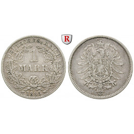 Deutsches Kaiserreich, 1 Mark 1885, J, 5,0 g fein, ss, J. 9